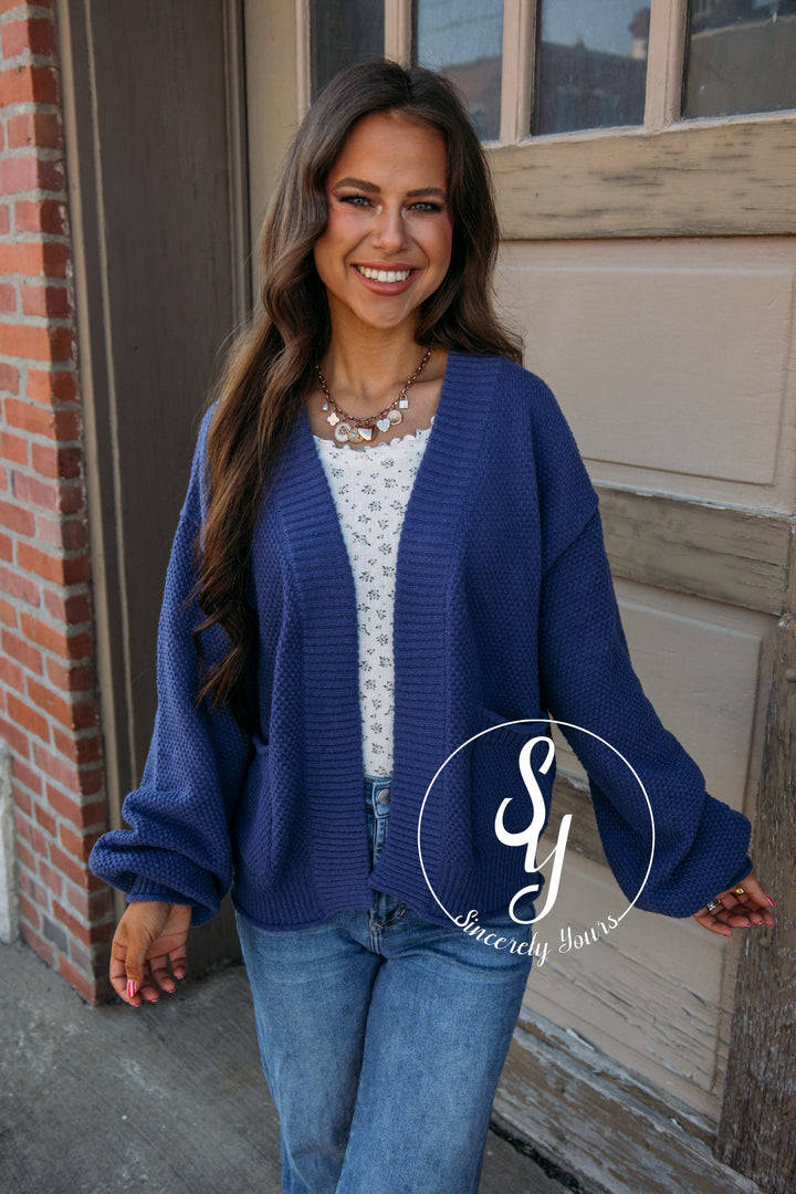 Great Vibes Cardigan - Dusty Indigo