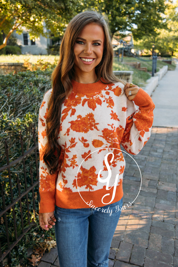 Fall Foliage Sweater - Orange Rose