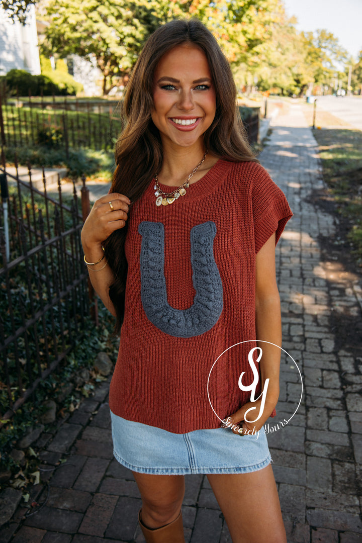 Horseshoe Life Sweater - Terracotta