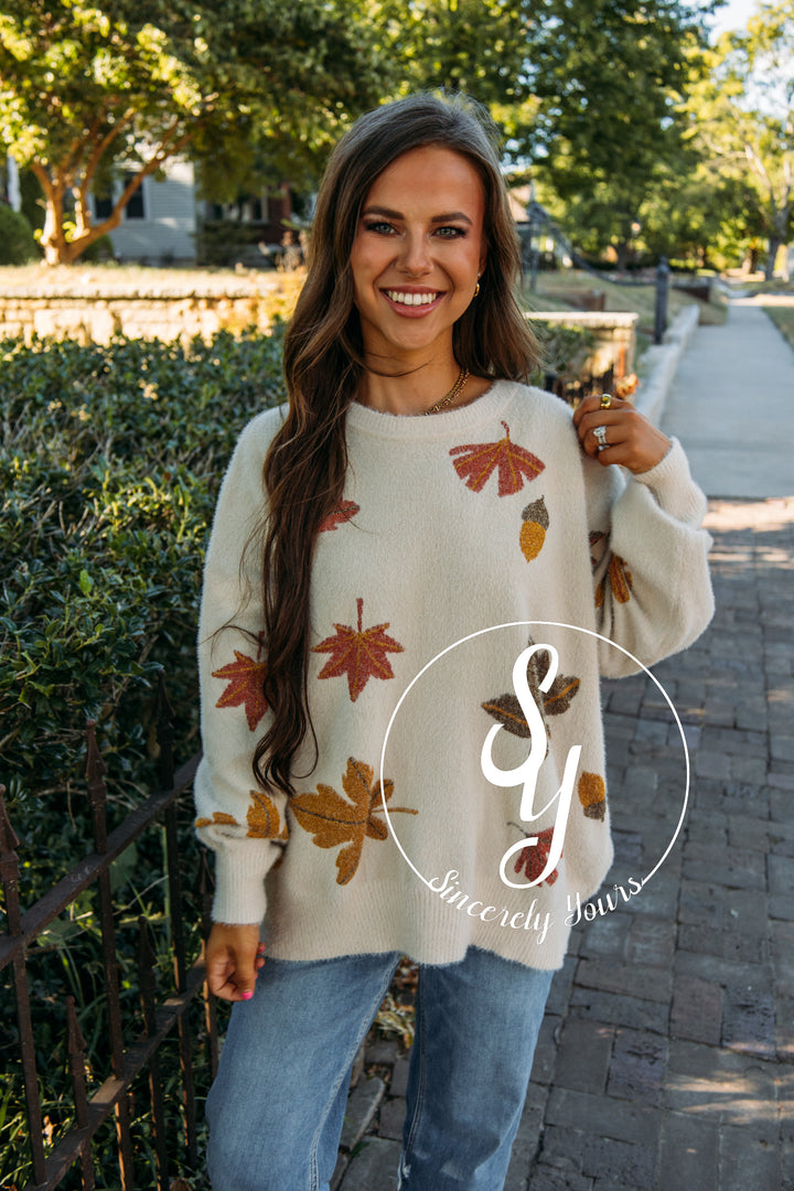 Falling Leaves Sweater - Taupe