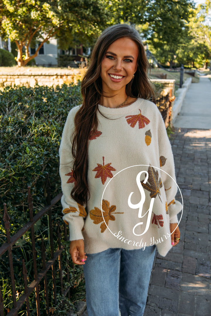 Falling Leaves Sweater - Taupe