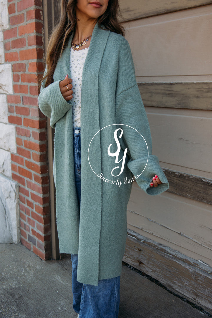 Warm Wishes Cardigan-Sage Green