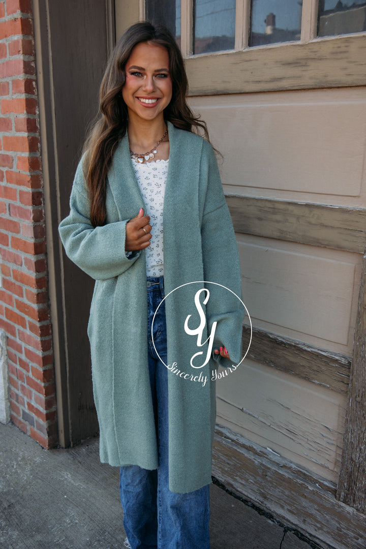 Warm Wishes Cardigan-Sage Green