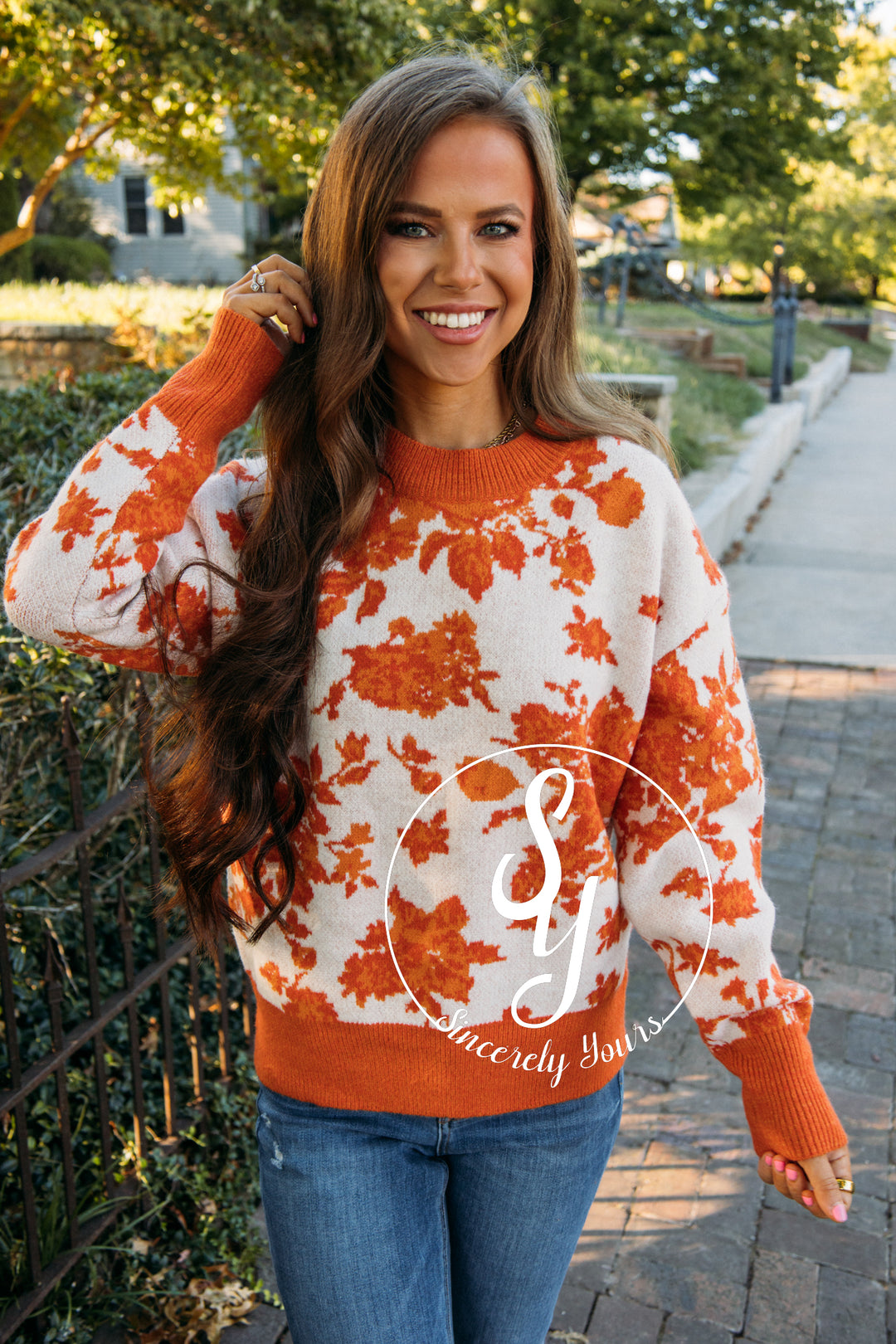 Fall Foliage Sweater - Orange Rose