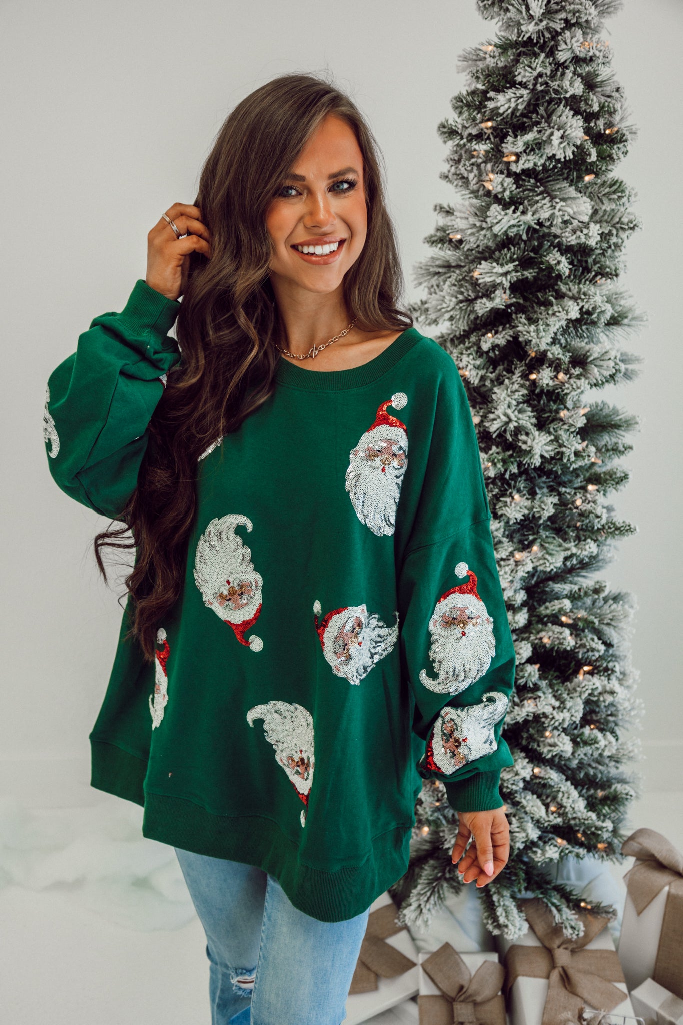 Jolly Santa Sweater - Hunter Green