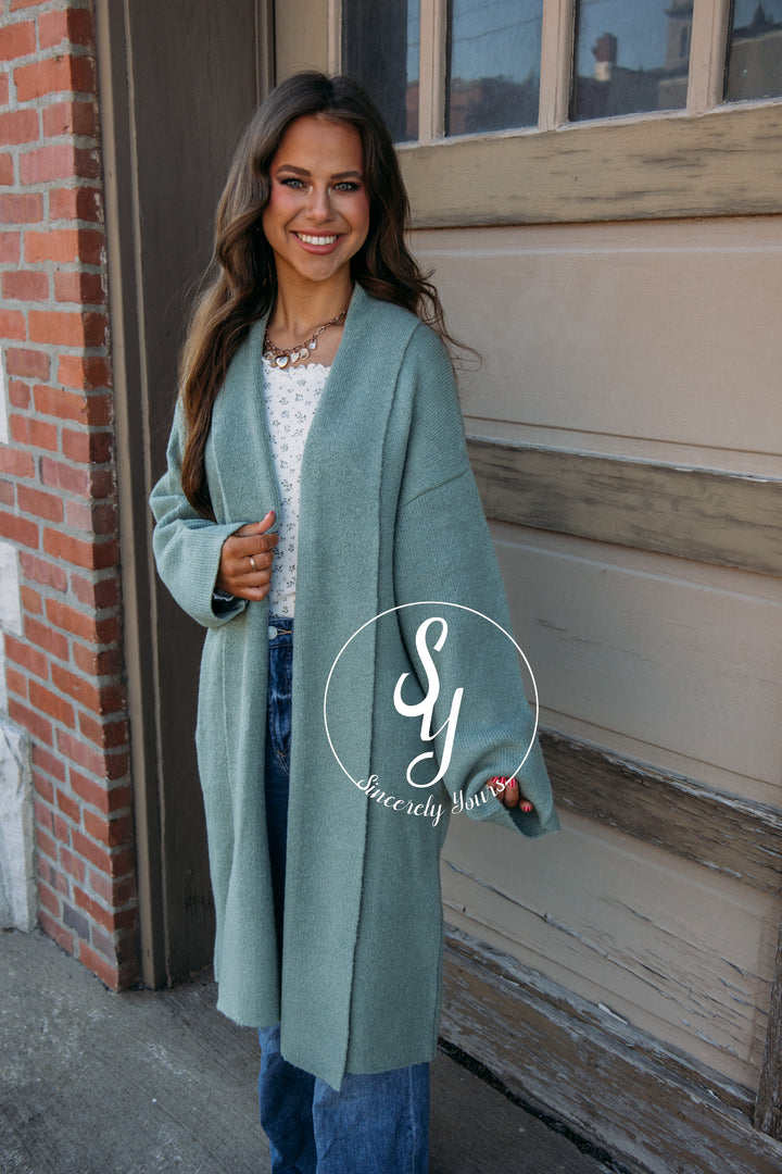 Warm Wishes Cardigan-Sage Green