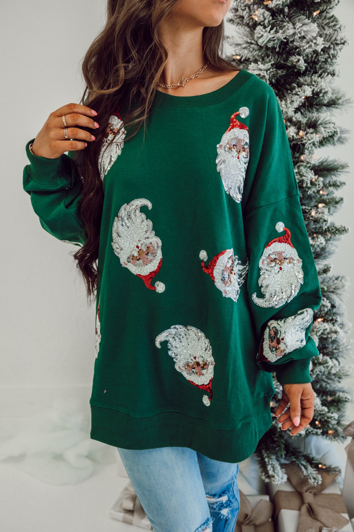 Jolly Santa Sweater - Hunter Green