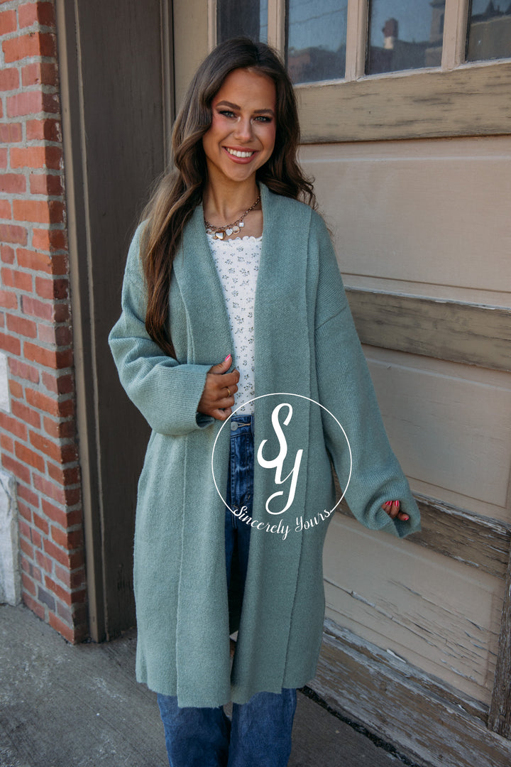 Warm Wishes Cardigan-Sage Green