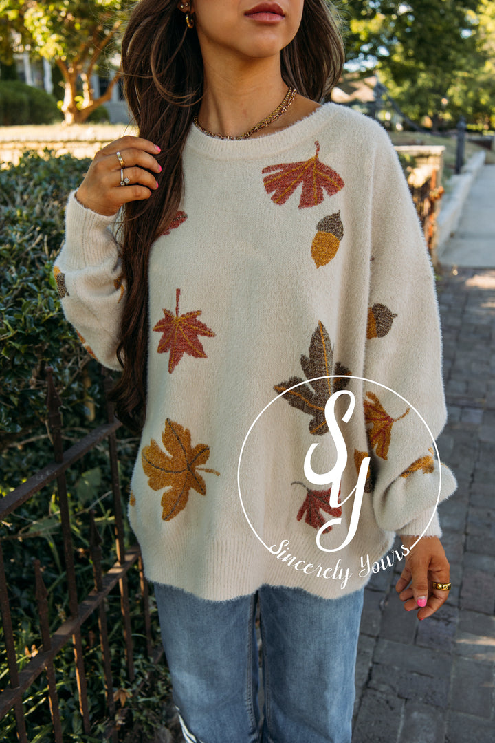 Falling Leaves Sweater - Taupe