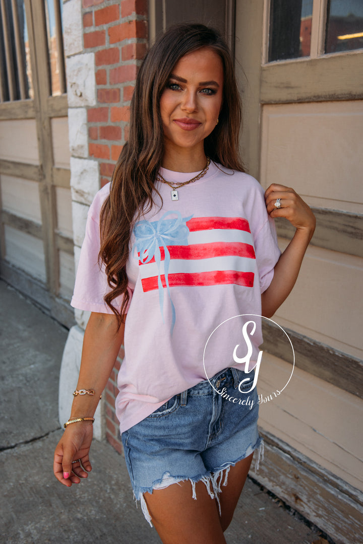 Flag Bow Tee - Blossom