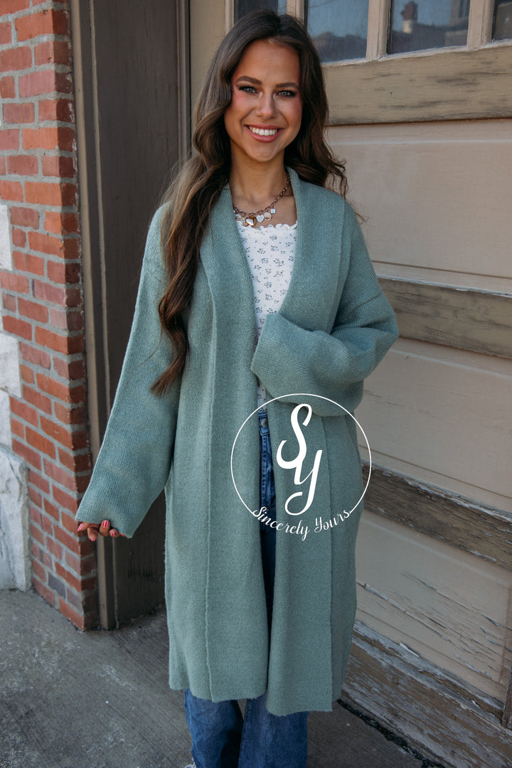 Warm Wishes Cardigan-Sage Green