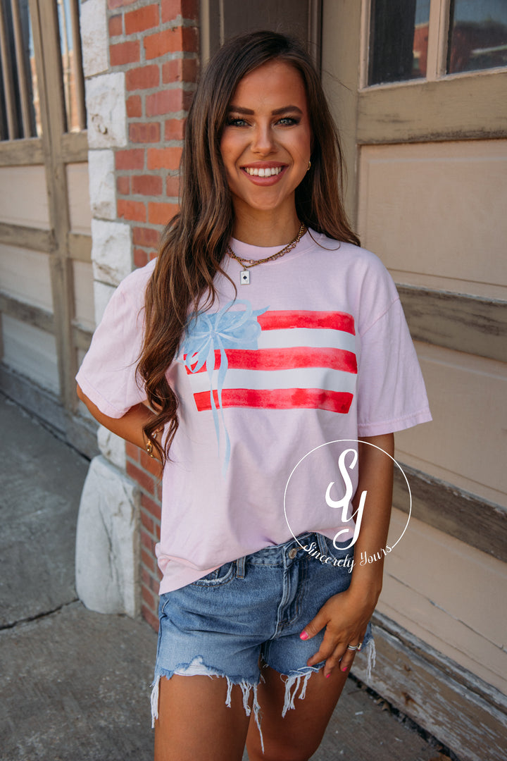 Flag Bow Tee - Blossom