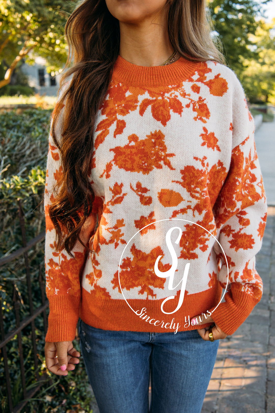 Fall Foliage Sweater - Orange Rose