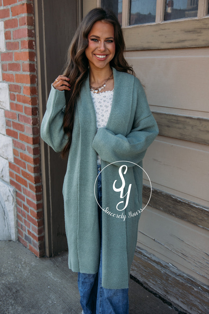 Warm Wishes Cardigan-Sage Green