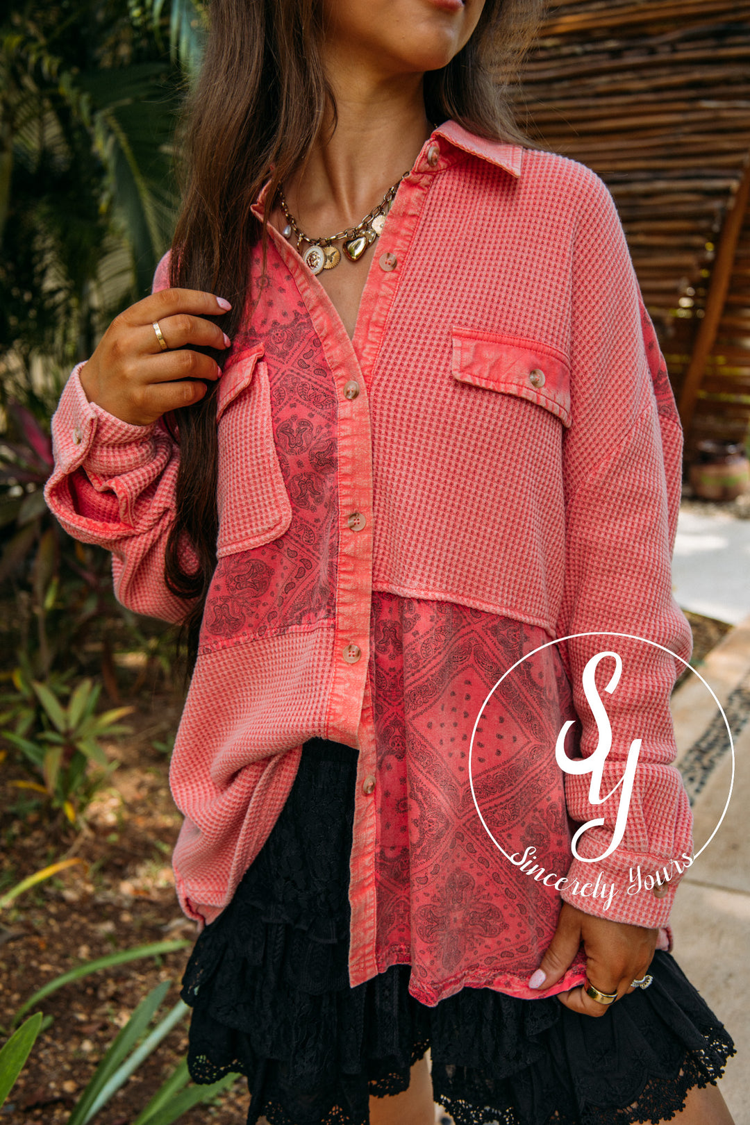 Sweet Petals Top - Boho Red