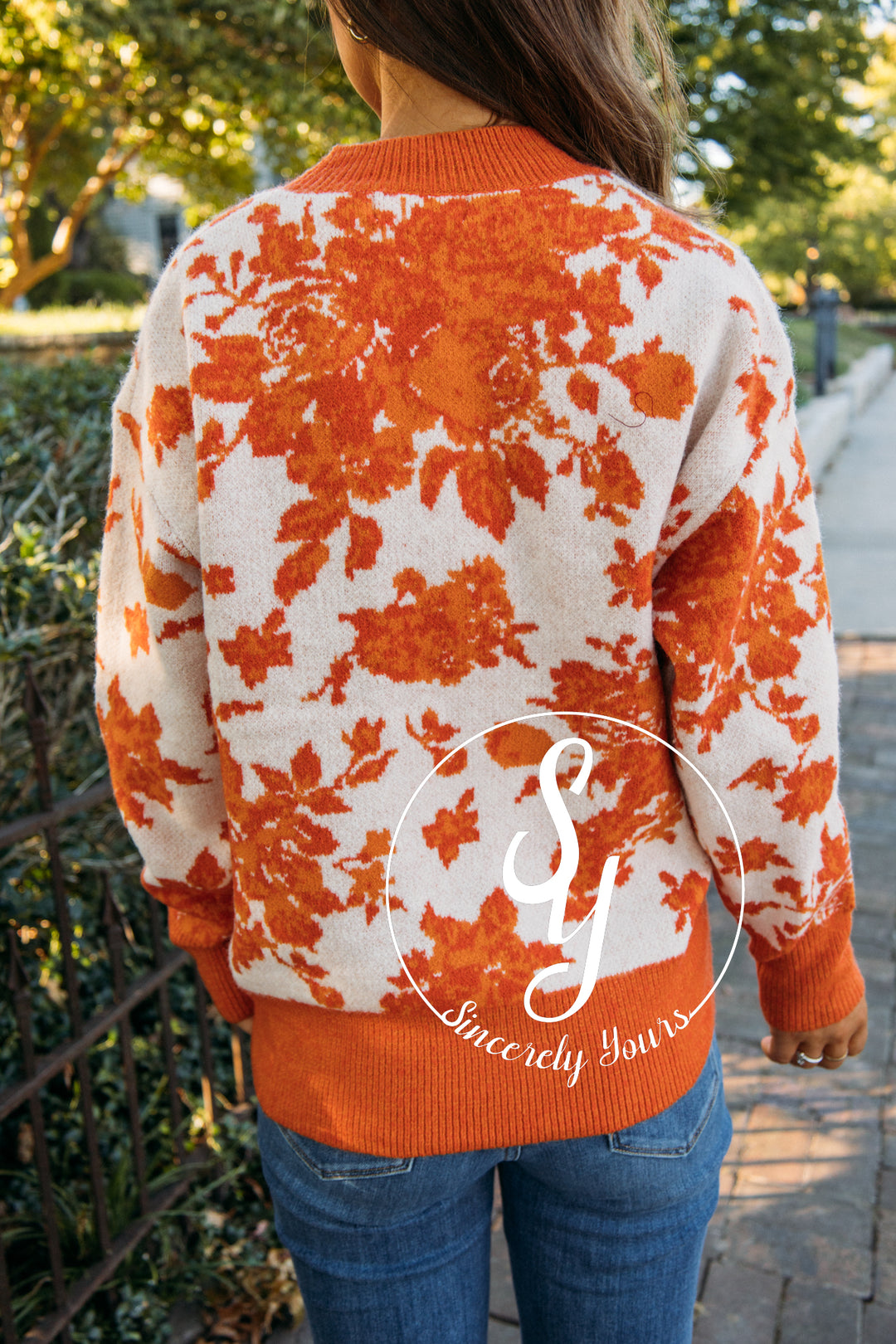 Fall Foliage Sweater - Orange Rose