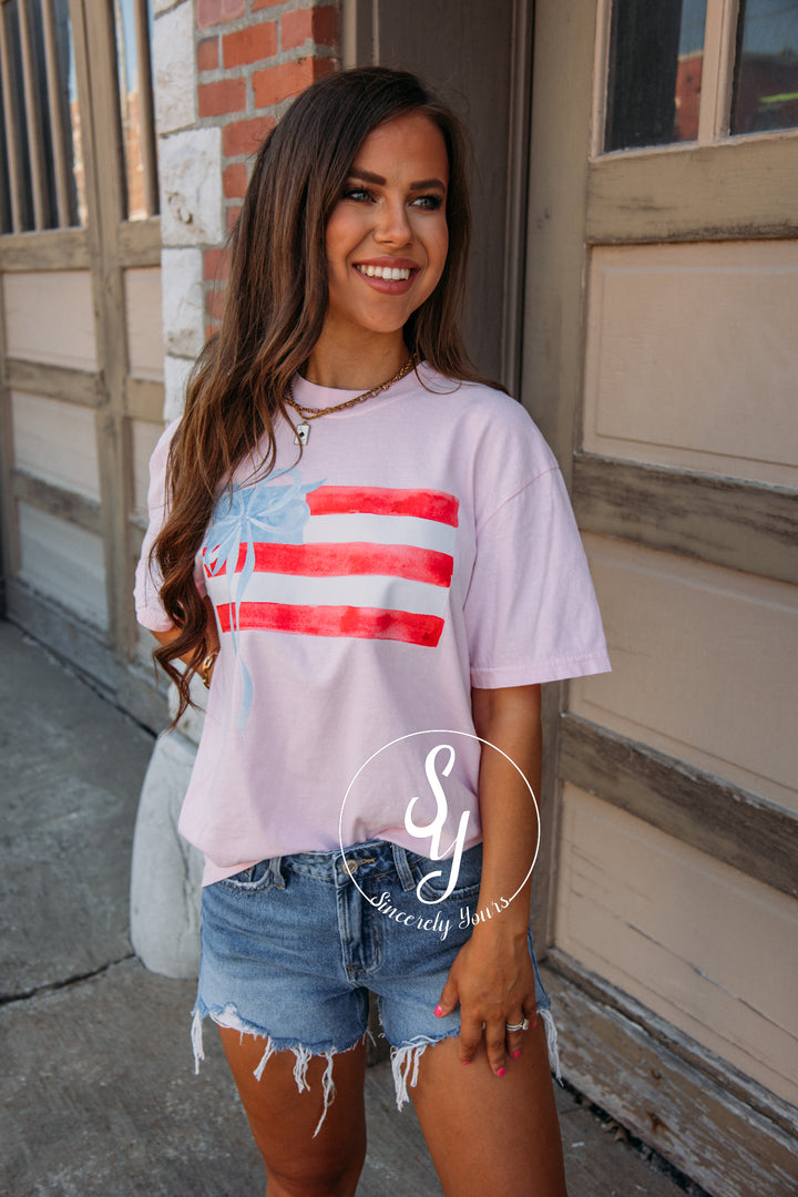 Flag Bow Tee - Blossom