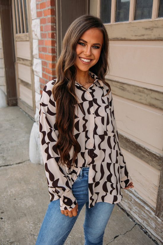 At the Office Top - Taupe/Brown