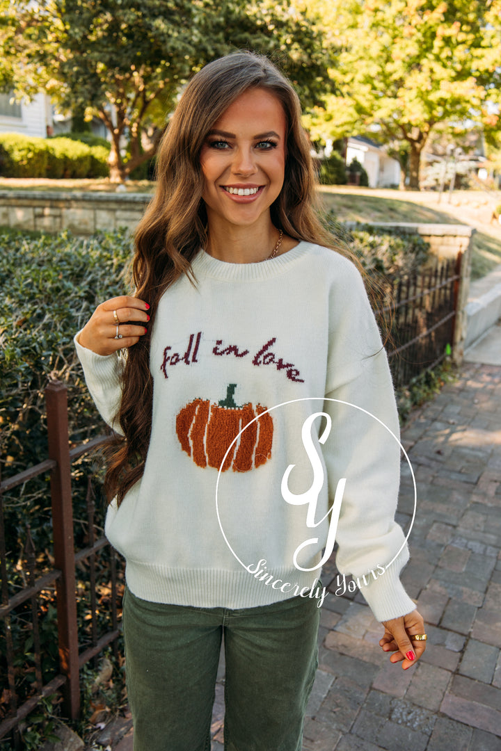 Fall In Love Sweater- Cream