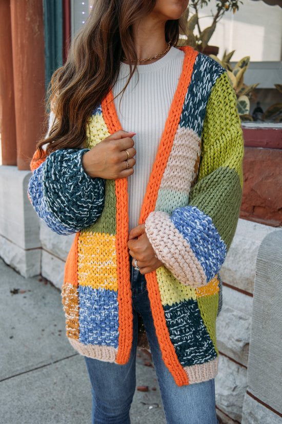 Blocking It Out Cardigan - Orange Multi