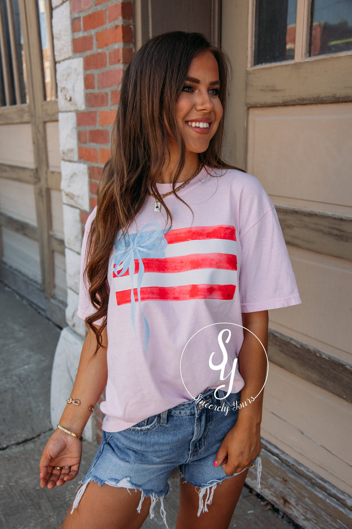 Flag Bow Tee - Blossom