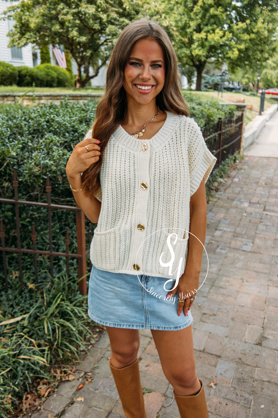 Gold Buckle Sweater- Cream