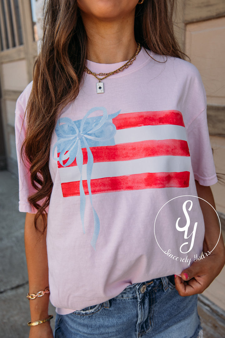 Flag Bow Tee - Blossom