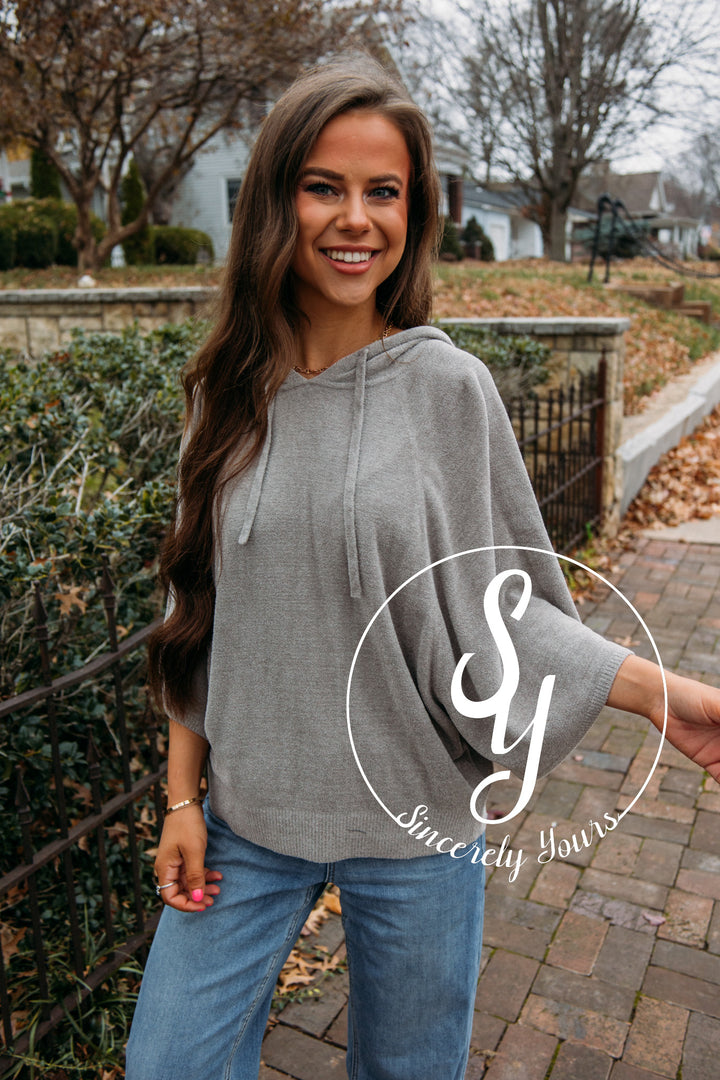 Barefoot Dreams: CozyChic Ultra Lite® Bell Sleeve Hoodie -Pewter