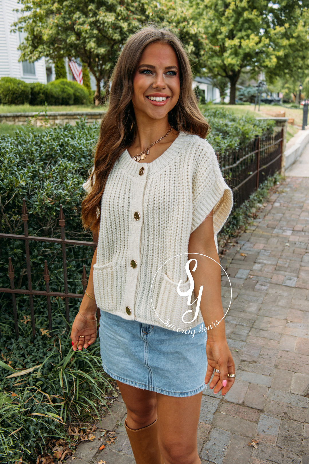 Gold Buckle Sweater- Cream