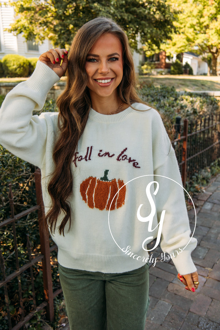 Fall In Love Sweater- Cream