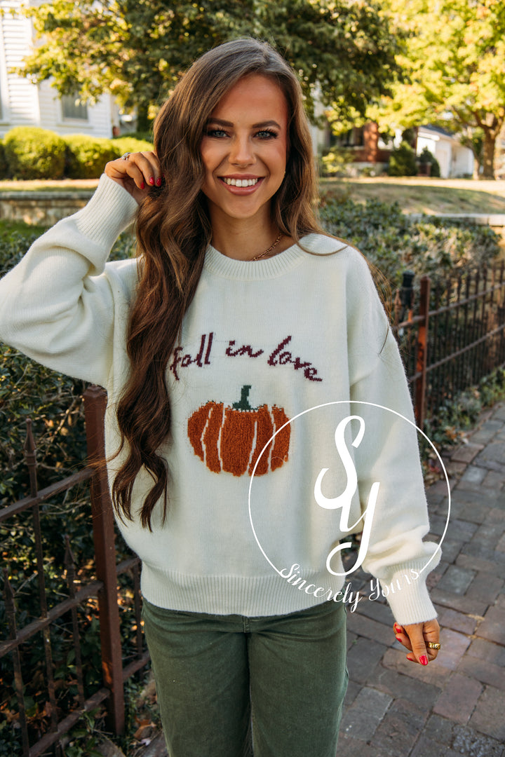 Fall In Love Sweater- Cream