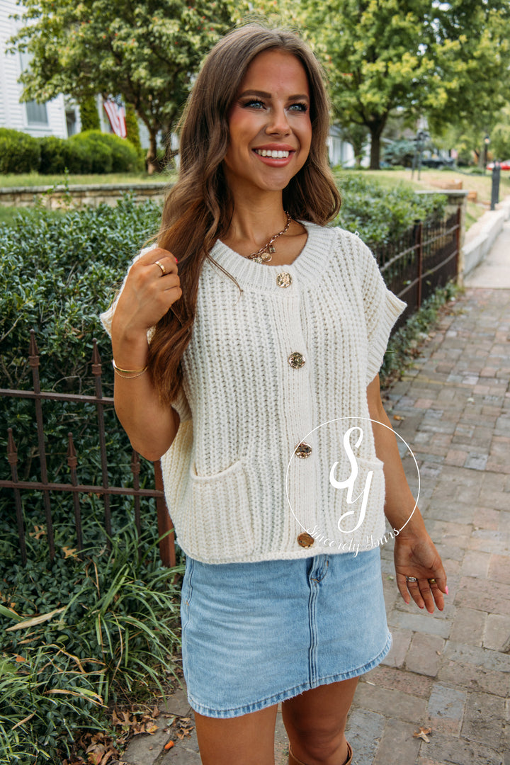 Gold Buckle Sweater- Cream
