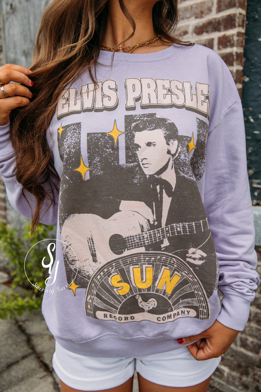 Licensed Sun Records Elvis Sweatshirt-Lilac