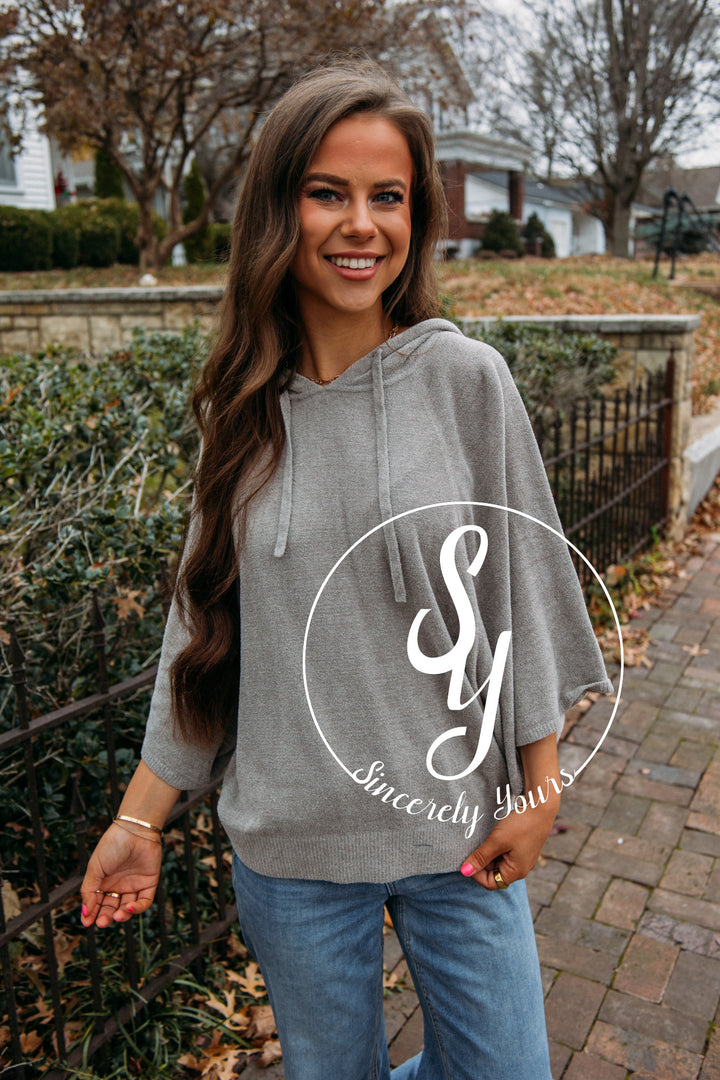 Barefoot Dreams: CozyChic Ultra Lite® Bell Sleeve Hoodie -Pewter