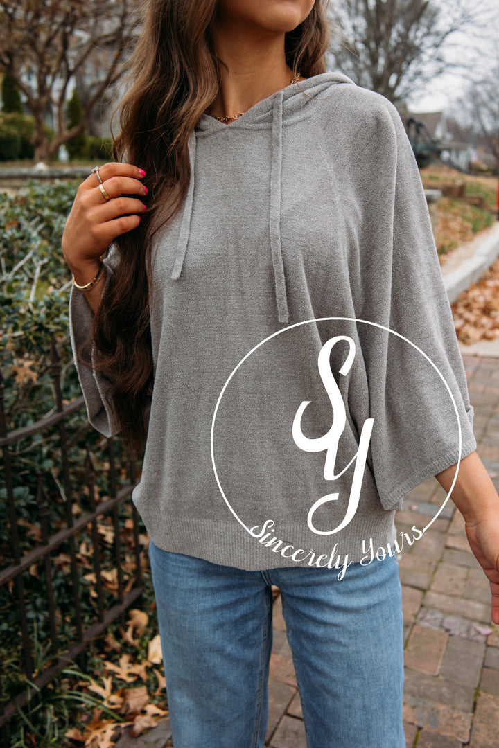 Barefoot Dreams: CozyChic Ultra Lite® Bell Sleeve Hoodie -Pewter