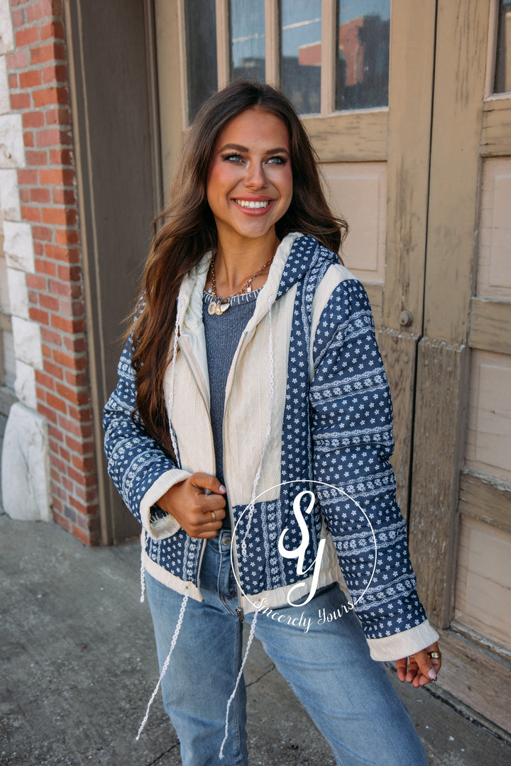 Floral Feels Navy Coat - Navy/Butter