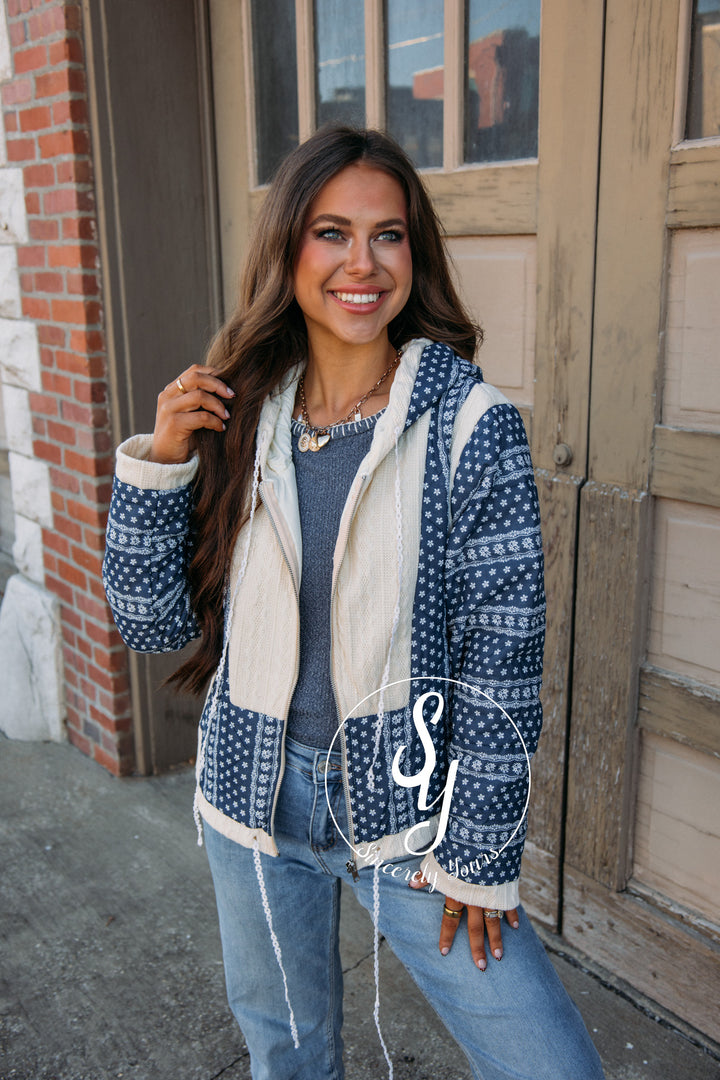 Floral Feels Navy Coat - Navy/Butter