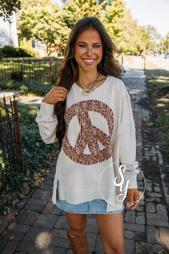 Peace Filled Top - Bone