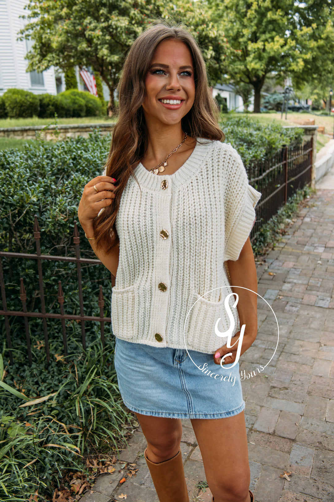 Gold Buckle Sweater- Cream