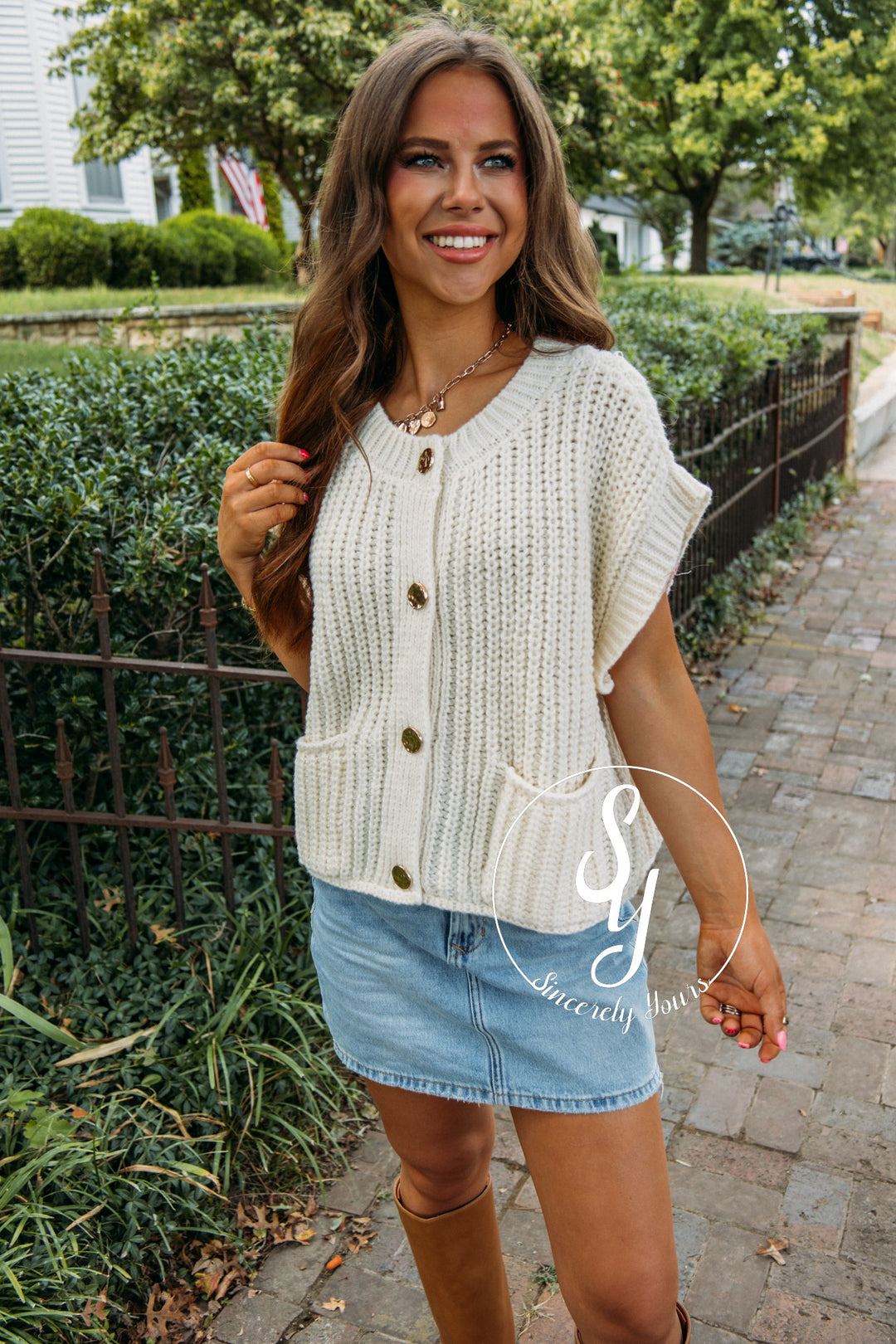 Gold Buckle Sweater- Cream