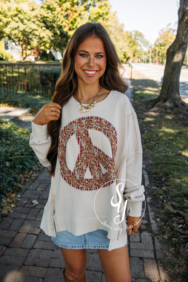 Peace Filled Top - Bone