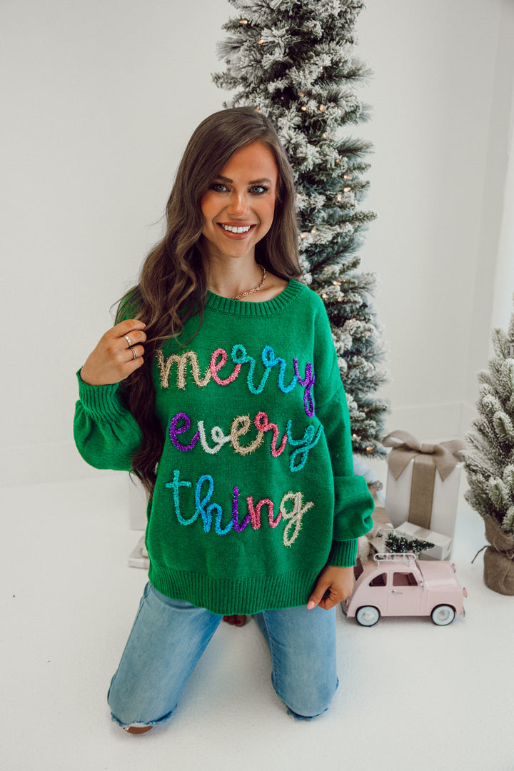 Merry Every Thing Sweater - Green