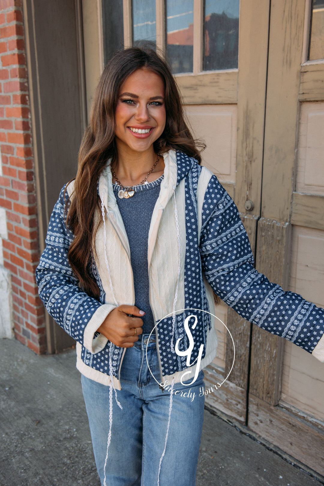 Floral Feels Navy Coat - Navy/Butter