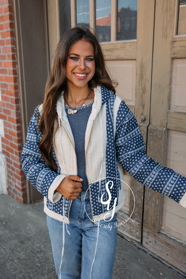 Floral Feels Navy Coat - Navy/Butter