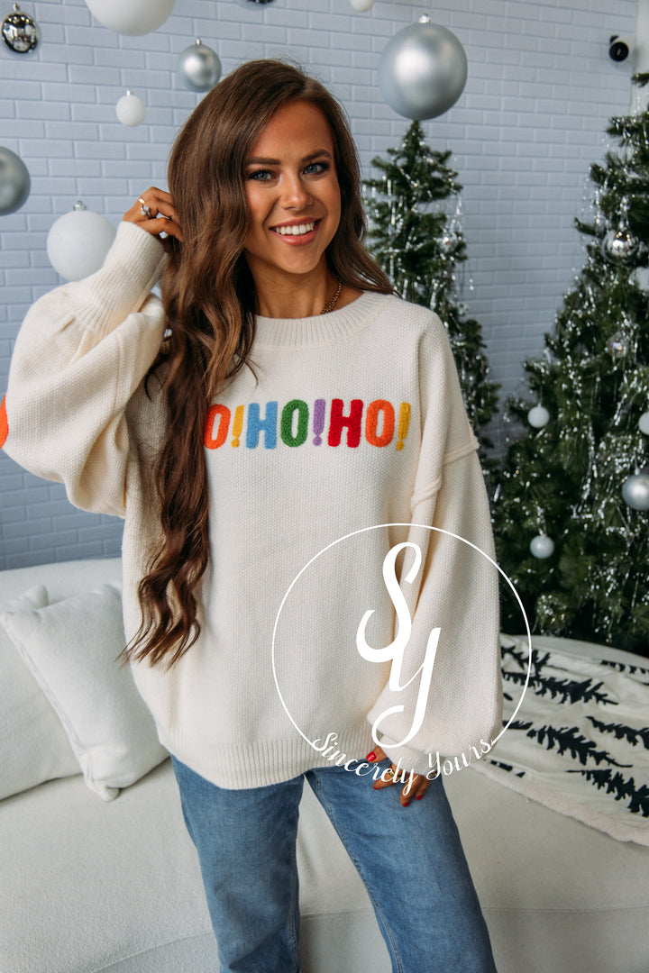 Colorful Christmas Sweater - Ivory/Multi