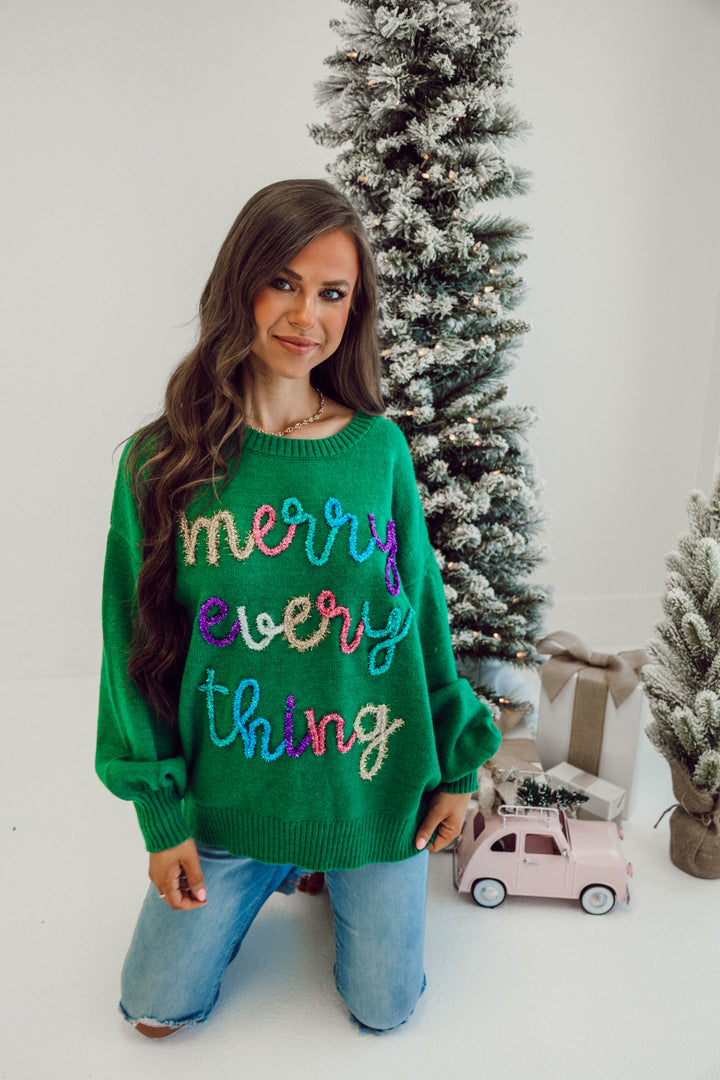 Merry Every Thing Sweater - Green