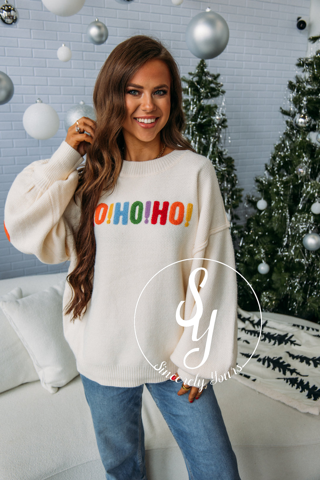 Colorful Christmas Sweater - Ivory/Multi