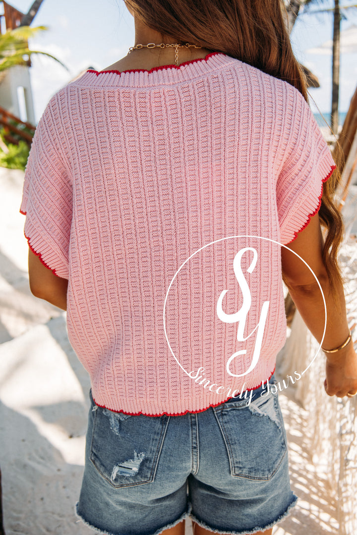 Pretty in Pink Sweater - Blush/Red