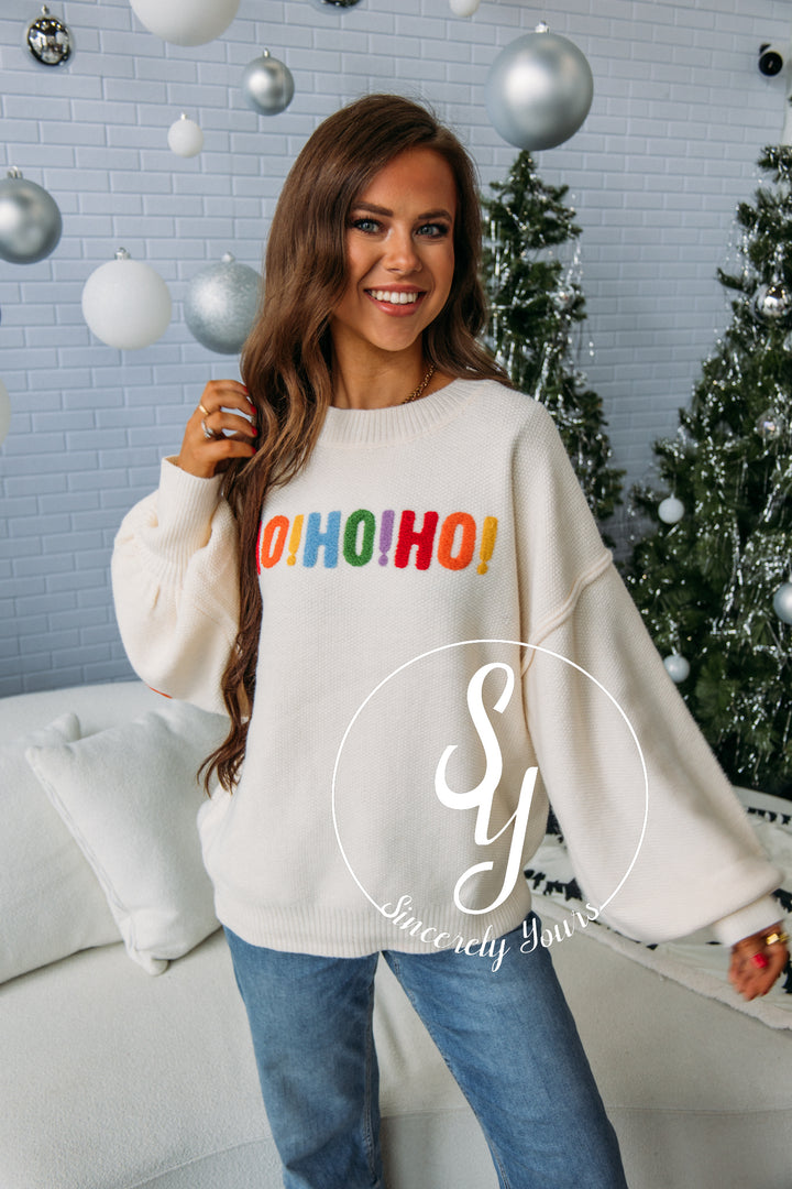 Colorful Christmas Sweater - Ivory/Multi