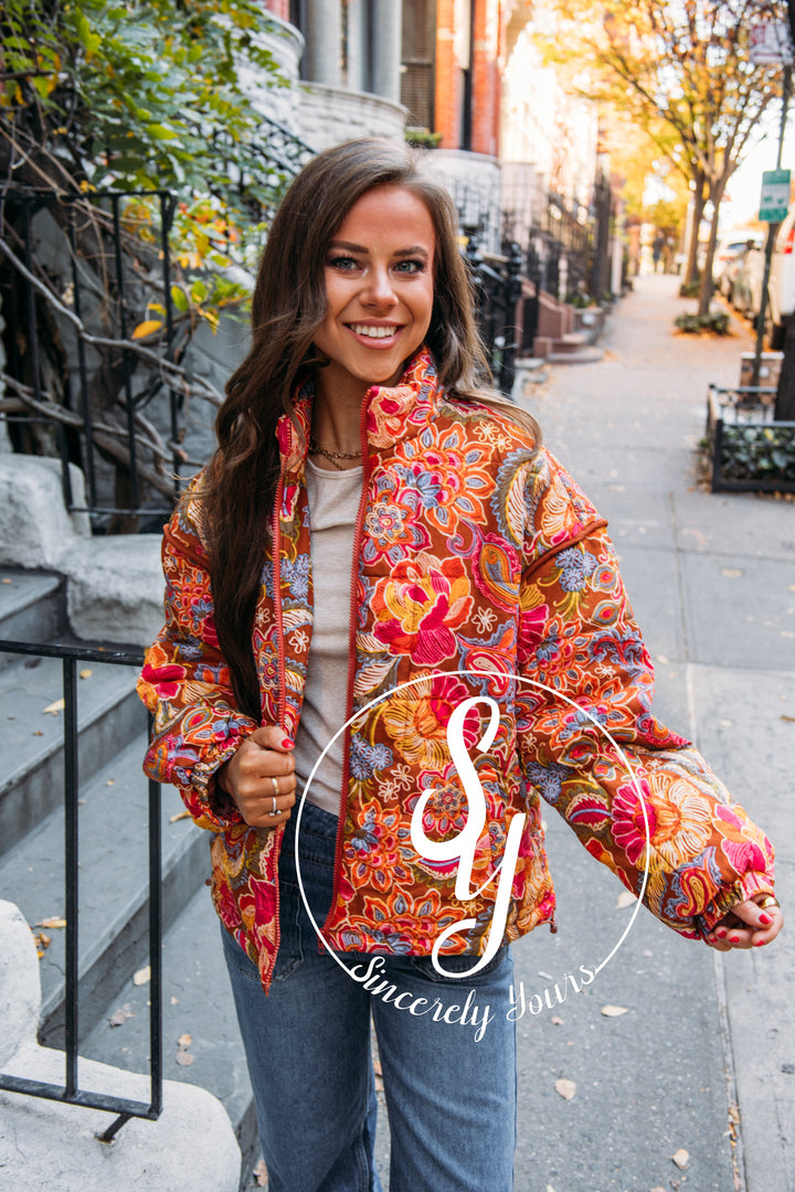 City Streets Jacket - Brick Floral